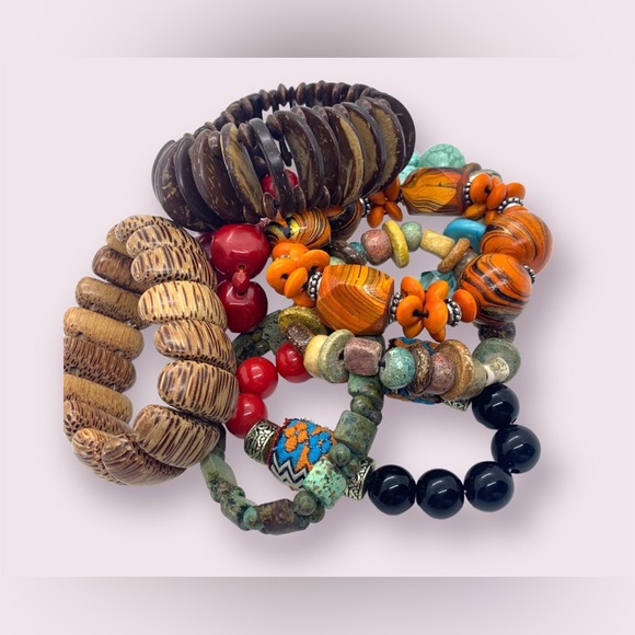 Retro Colourful Beaded Bracelets Mixed Jewelry Lot - Picture 3 of 9